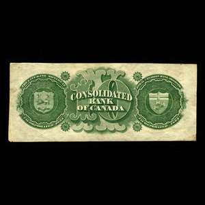 Canada, Consolidated Bank of Canada, 10 dollars : July 1, 1876