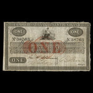 Canada, Commercial Bank of Newfoundland, 1 pound : October 20, 1858