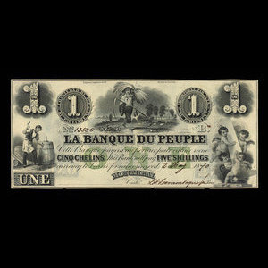 Canada, Banque du Peuple (People's Bank), 1 dollar : May 2, 1870