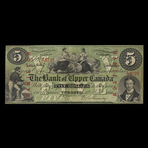 Canada, Bank of Upper Canada (York), 5 dollars : January 1, 1861