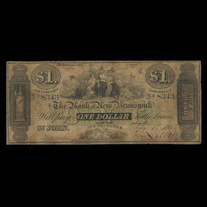 Canada, Bank of New Brunswick, 1 dollar : July 1, 1863