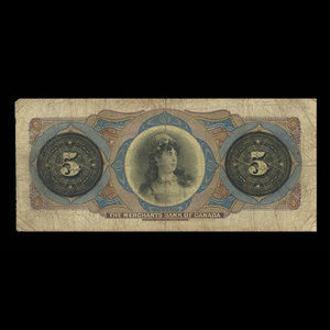 Canada, Merchants Bank of Canada (The), 5 dollars : January 1, 1900