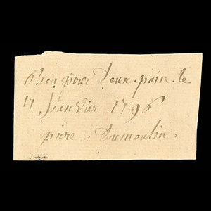 Canada, Pierre Dumoulin, 2 loaves, bread : January 11, 1796