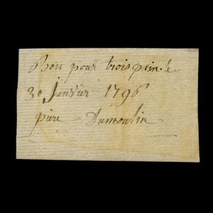 Canada, Pierre Dumoulin, 3 loaves, bread : January 30, 1796