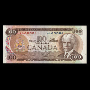 Canada, Bank of Canada, 100 dollars : 1975