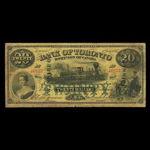 Canada, Bank of Toronto (The), 20 dollars : July 1, 1887