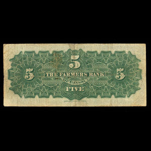 Canada, Farmers Bank of Canada, 5 dollars : September 1, 1908