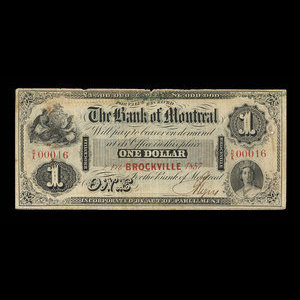 Canada, Bank of Montreal, 1 dollar : February 2, 1857