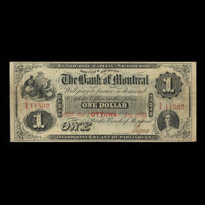 Canada, Bank of Montreal, 1 dollar : August 1, 1856