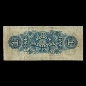 Canada, Bank of Montreal, 1 dollar : August 1, 1856