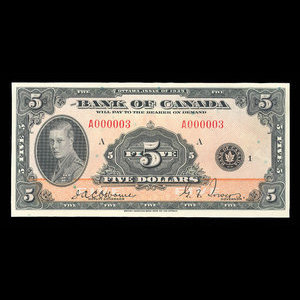 Canada, Bank of Canada, 5 dollars : 1935