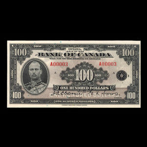 Canada, Bank of Canada, 100 dollars : 1935