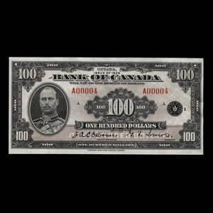 Canada, Bank of Canada, 100 dollars : 1935