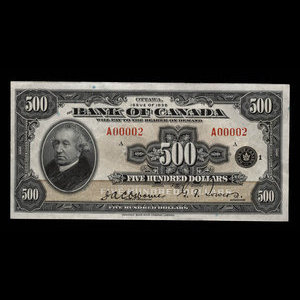 Canada, Bank of Canada, 500 dollars : 1935