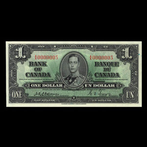 Canada, Bank of Canada, 1 dollar : January 2, 1937