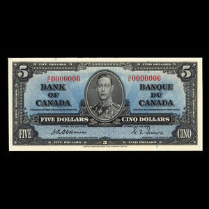 Canada, Bank of Canada, 5 dollars : January 2, 1937