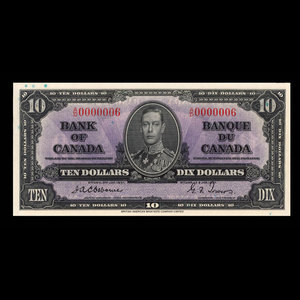 Canada, Bank of Canada, 10 dollars : January 2, 1937