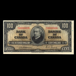 Canada, Bank of Canada, 100 dollars : January 2, 1937