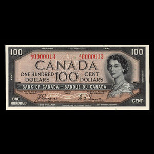 Canada, Bank of Canada, 100 dollars : 1954