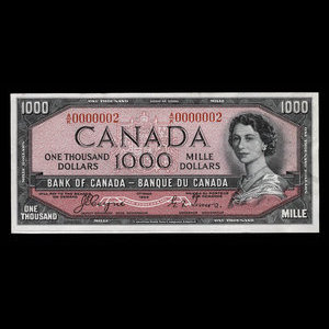 Canada, Bank of Canada, 1,000 dollars : 1954