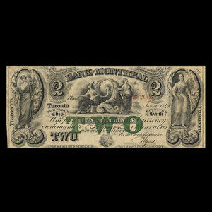 Canada, Bank of Montreal, 2 dollars : January 1, 1849