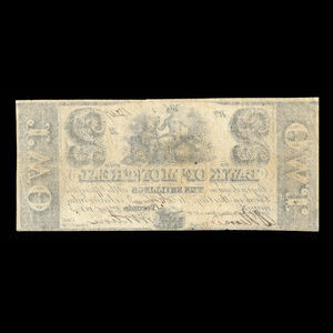 Canada, Bank of Montreal, 2 dollars : August 2, 1843