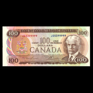 Canada, Bank of Canada, 100 dollars : 1975