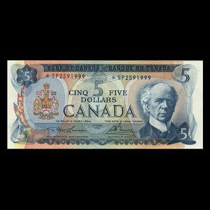 Canada, Bank of Canada, 5 dollars : 1972