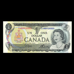 Canada, Bank of Canada, 1 dollar : 1973