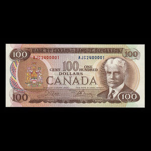 Canada, Bank of Canada, 100 dollars : 1975