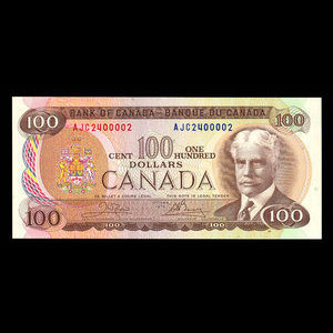 Canada, Bank of Canada, 100 dollars : 1975