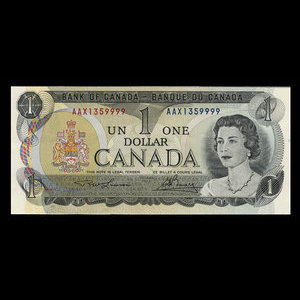 Canada, Bank of Canada, 1 dollar : 1973