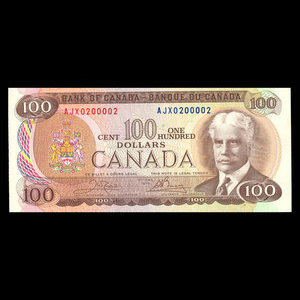 Canada, Bank of Canada, 100 dollars : 1975