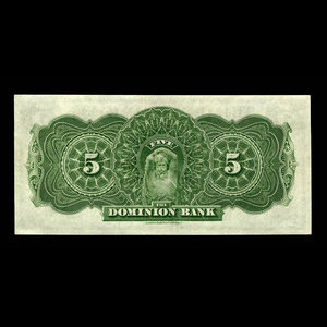 Canada, Dominion Bank, 5 dollars : July 3, 1905