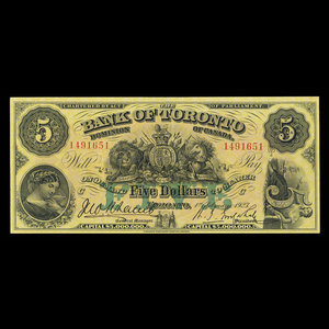 Canada, Bank of Toronto (The), 5 dollars : February 1, 1923