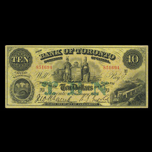 Canada, Bank of Toronto (The), 10 dollars : February 1, 1923