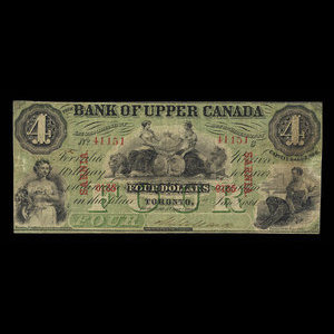 Canada, Bank of Upper Canada (York), 4 dollars : January 1, 1861