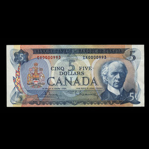 Canada, Bank of Canada, 5 dollars : 1972