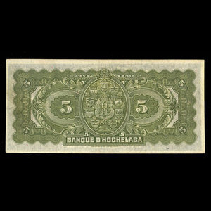 Canada, Banque d'Hochelaga, 5 dollars : January 2, 1917