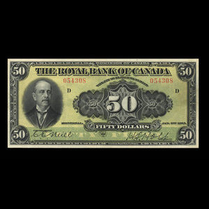 Canada, Royal Bank of Canada, 50 dollars : January 2, 1913