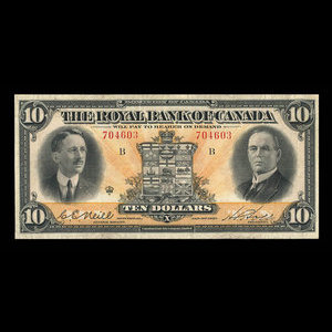 Canada, Royal Bank of Canada, 10 dollars : January 3, 1927