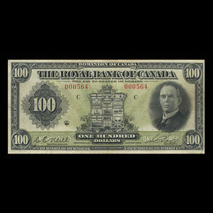 Canada, Royal Bank of Canada, 100 dollars : January 3, 1927