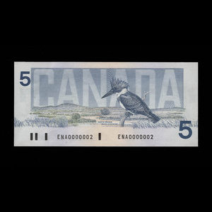 Canada, Bank of Canada, 5 dollars : 1986