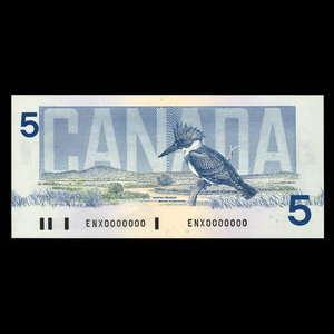 Canada, Bank of Canada, 5 dollars : 1986