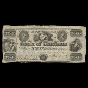 Canada, Colonial Bank of Chatham, 2 dollars : February 3, 1837