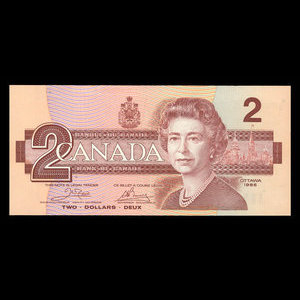 Canada, Bank of Canada, 2 dollars : 1986