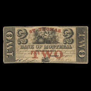 Canada, Bank of Montreal, 2 dollars : May 1, 1849