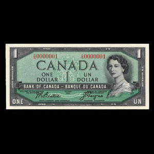 Canada, Bank of Canada, 1 dollar : 1954