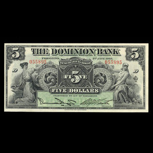 Canada, Dominion Bank, 5 dollars : January 2, 1925