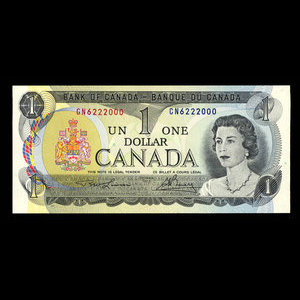 Canada, Bank of Canada, 1 dollar : 1973